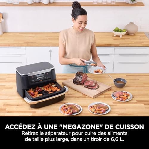 Ninja FlexDrawer Friteuse sans huile, Petite friteuse à air, double bac, compartiment 6,6L, appareil de cuisine multifonction 6-en-1, modes Air Fry/Roast/Bake, compatible lave-vaisselle, noir AF550EU - Image 5