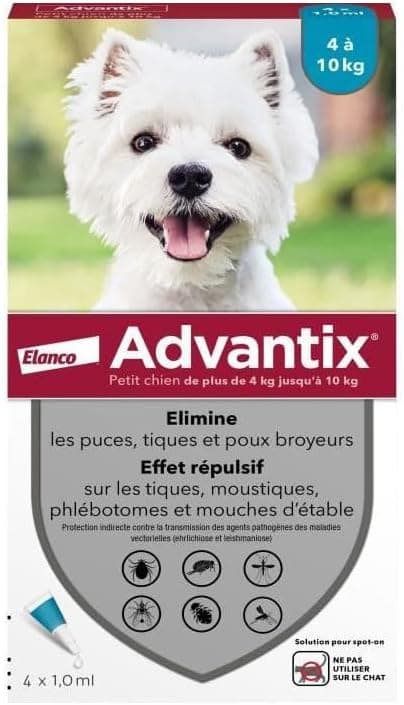 Advantix 4 Anti-Parasitic Pipettes for Small Dogs from 4 to 10 kg