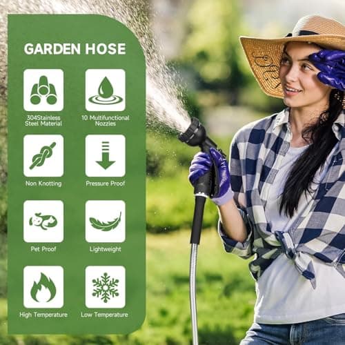 YXT&BEYOND Enrouleur Tuyau Arrosage Extensible 15 m, Flexible en acier Inoxydable Tuyau Gardena avec 10 Modèles de Pulvérisation pour Jardin, Arrosage, Nettoyage et Lavage de Voiture - Image 7