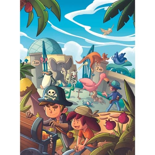 Clementoni | Escape Game Pocket Junior 6 Years+ – 2 Adventures: Zoo & Pirates|Cooperative with Cards and Objects|1 to 4 Players|30 Min |Fun Logic Activity|Educational Board Game Designed in Italy - Image 8
