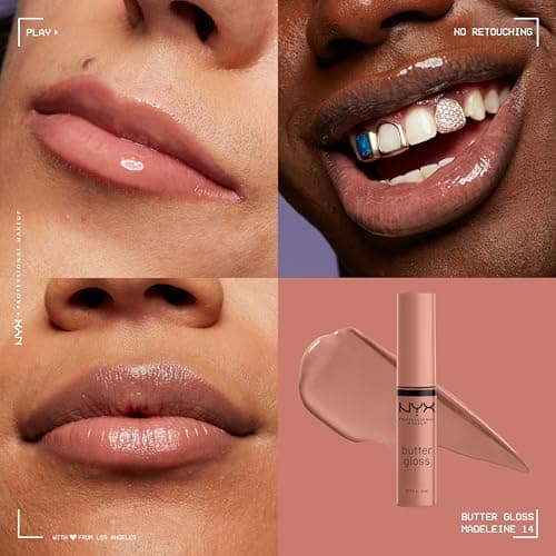 NYX Professional Makeup Plumping Lip Gloss, Plumping Lip Gloss, Non-Sticky, Soft and Creamy Texture, Wear Alone or with Lipstick, Butter Gloss, Shade : Madeleine (14) - Image 5