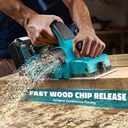 Ecarke 750W Cordless Electric Planer - Compatible with Makita 18V Batteries, Brushless Motor, 15,000 RPM, Width 82 mm, Depth 0-2 mm - Wood, Furniture & DIY - No Battery - Image 6