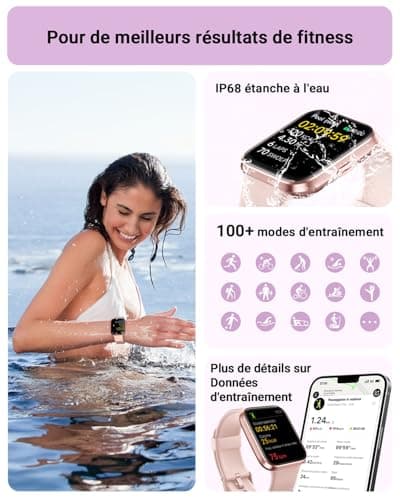 Women's Smartwatch 1.85 Inch Smartwatch for Samsung iPhone Android, Alexa Built-in 3ATM 100+ Sports Modes SpO2/Sleep/Heart Rate/Pedometer/Calories Pink - Image 7