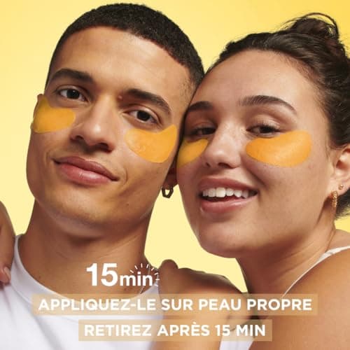 GARNIER Skin Active - Masque Yeux Booster D'Éclat - Illumine Le Contour Des Yeux - Réduit Les Cernes - Enrichi En Vitamine C, Glycérine & Acide Hyaluronique - Vegan & Cruelty Free - Tissu Compostable - Image 5
