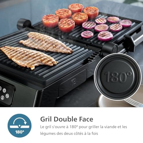 Philips Grill Contact - Temperature Sensor and 8 Preset Functions, Grill with Large Cooking Area, Digital Temperature Control, Easy to Clean (HD6307/70) - Image 8