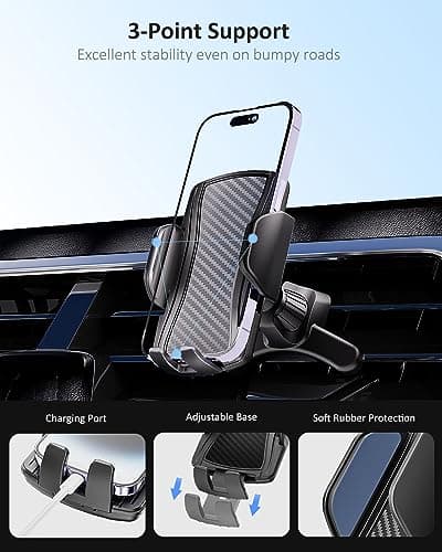 Hoppac Car Air Vent Phone Holder, Steel Holder, 360° Rotation, Release Button, Car Mobile Phone Holders for iPhone 4-7 Inch Smartphone - Image 4