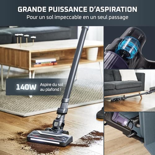 Rowenta X-Pert 7.60 Cordless Vacuum Cleaner, Ultra Light, Powerful 140 W, Versatile, Autonomy 45 min, Effective for All Floor Types RH6A33WO, Black - Image 6