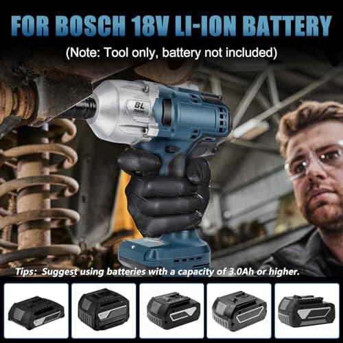 1000Nm Cordless Impact Driver Compatible with Bosch Professional 18V GBA/GBA ProCORE18V Lithium Battery, 1/2" Brushless Impact Wrench with 6 Sockets (No Battery) - Image 8