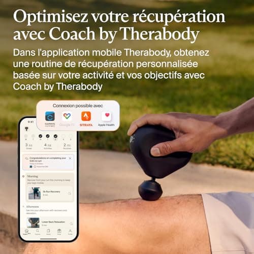 Theragun Mini by Therabody (3ème génération) – Pistolet de massage ultra portable et essentiel de voyage pour soulager rapidement et efficacement la douleur et la tension n'importe où (Noir) - Image 9