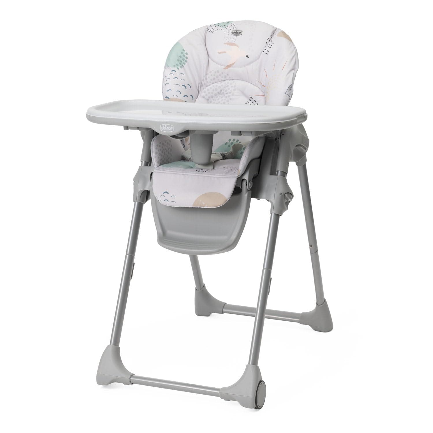 Chicco Chicco Polly Easy High Chair for 6-36 Months, Adjustable Height and Reclining Highchair, 4 Wheels, Compact Closure, Removable Tray and Adjustable Footrest, 6-36 M