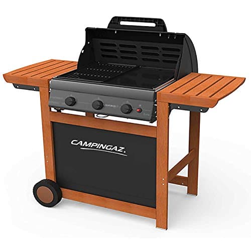 Campingaz Adelaide 3 Woody L Gas Barbecue, 3 BBQ Gas Burners, Power 14 kW, Steel Grill and Griddle, 2 Side Shelves - Image 2