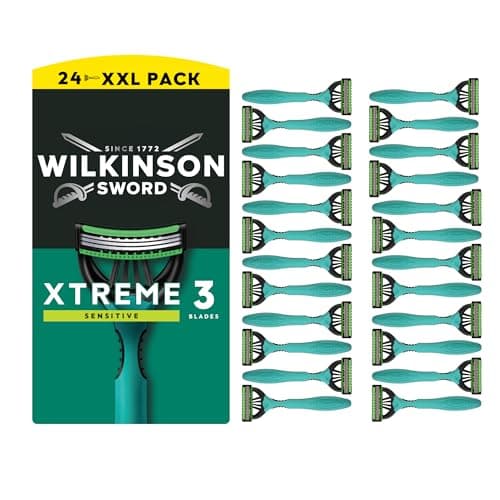 Wilkinson Sword Xtreme 3 Sensitive Disposable Razor for Men, Ideal for Men's Toiletry Bags, Perfect for Daily Shaving, Pack of 24 - Image 3