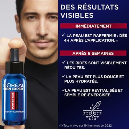 L'Oréal Men Expert - Sérum Visage Multi-Action Hydratant & Anti-Âge pour Homme - À l'Acide Hyaluronique - Pour Tous Types de Peaux - Power Age - 30 ml - Image 6