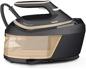 Philips PerfectCare 6000 Series Steam Generator - Power 2400W, Pressing Effect 600g, Pressure 8 bar, OptimalTEMP Technology, SteamGlide Advanced Sole, 1.8L Tank, Black/Gold (PSG6064/80)
