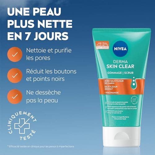 NIVEA Derma Skin Clear Face Scrub (1 x 150 ml) - Exfoliating Face Treatment for Blackheads - Exfoliating with Salicylic Acid & Niacinamide - Face Wash for Blemished Skin - Image 4