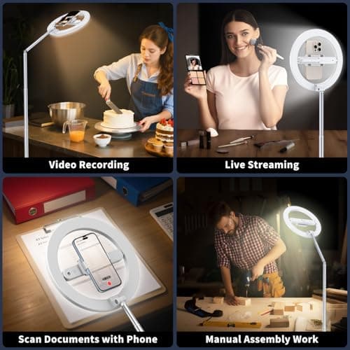 yAyusi Wireless Ring Light with Tripod, Foldable Overhead Camera Stand with Rechargeable Ring Light 174cm for Video Recording, Photography, Live Stream, TikTok, YouTube - Image 6