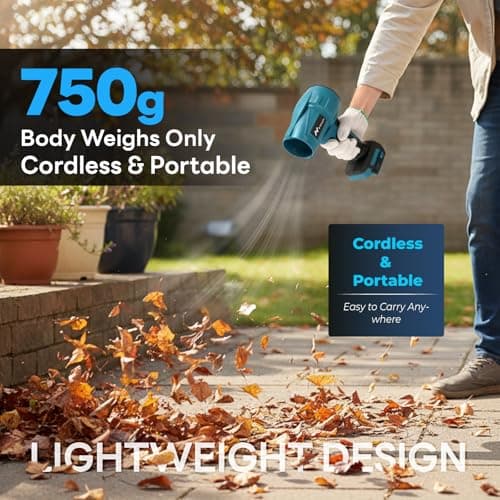 Multifunctional Battery Blower, Compatible with Makita 18V, 32000 RPM, Powerful Cordless Mini Blower, Pressure 500 g, for Removing Leaves, Snow, Dust (without Battery) - Image 6