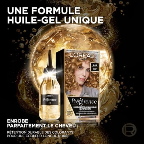 L'ORÉAL PARIS Permanent Hair Colour Long-Lasting and Bright 100% Covers White Hair - Preference - Shade : Florida (7.3), Golden Blonde - Image 5