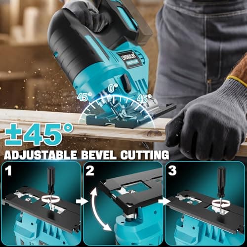 LIVOWALNY Cordless Jigsaw Compatible with Makita 18V, Variable Speed, 45° Bevel Cut, with 6 Blades - for Wood, Metal and Plastic (Battery Not Included) - Image 5