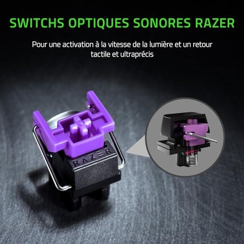 Razer Huntsman Mini (Switches Purple) - 60% Compact Gaming Keyboard (Opto-Mechanical Clicky Switches, PBT Keys, Detachable USB-C Cable) AZERTY Keyboard | Black - Image 3