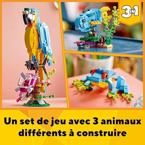 LEGO 31136 Creator 3-in-1 The Exotic Parrot, Construction Toy, Jungle Animal Figurines, Frog and Fish, Creative Game for Children from 7 Years Old - Image 4
