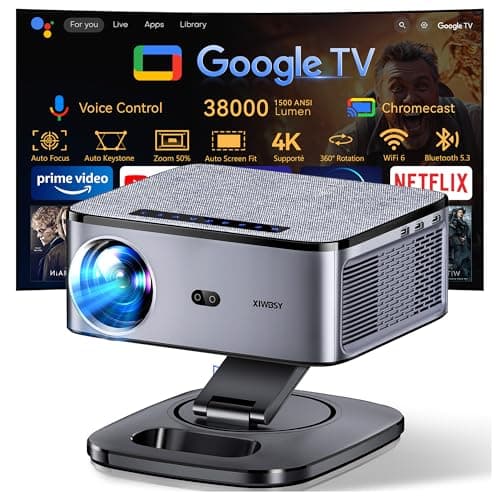【1500 ANSI/Google TV/Auto Focus】 XIWBSY Projector 4K Supported, 38000 Lumen FHD, 360° Rotation, 4K Video Projector Voice Control, WiFi6 Bluetooth 5.3 Projector - Image 2