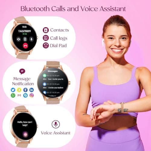 Montre Connectée Femme avec Appel Bluetooth: 1.27" Smartwatch avec Fonction Féminine Cardiofréquencemètre SpO2 Sommeil Montre 100+ Mode Sport Montre IP68 Fitness Podomètre Compatible pour Android iOS - Image 5