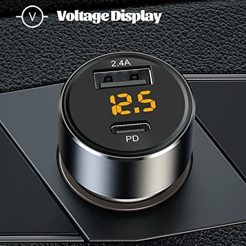 30W USB C Car Charger, Mini USB Adapter 2.4A with LED Voltage Display, 12W USB and 18W PD 12V Car Charger Adapter for Phone, Tablet and Other Mobile Devices - Image 7