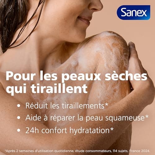 SANEX Derma Thérapie Crème de douche anti-tiraillements | peaux matures |*aide à réparer les peaux squameuses et à réduire les tiraillements|complexe d’acides aminés breveté et vitamines C et E- 425ML - Image 7