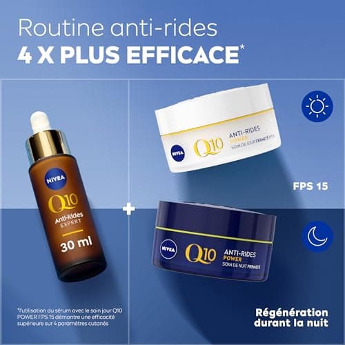 NIVEA Sérum Double Action Q10 anti-rides (1 x 30 ml), Sérum visage anti-âge raffermissant, Soin hydratant visage anti-glycation, soin Q10 Pur & Glycostop pour tous les types de peaux - Image 7