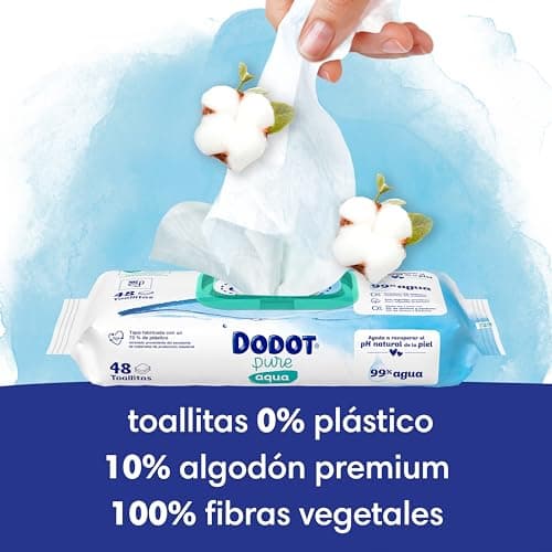 Dodot Pure Aqua Baby Wipes, 99% Water, 100% Plant-Based Fibre, 864 Wipes, 18 Packs (18 x 48) - Image 7