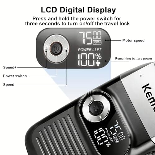 KEMEI Aluminum Foil Razor for Men Barber Shaver Rechargeable Electric Razor with Beard Trimmer, Cordless Lithium Titanium Aluminum Foil Shaver with Travel Case - Image 6