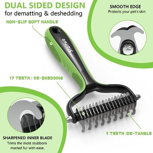 Pet Grooming Supplies - Dog Cat Brush, Undercoat Deshedding Rake, Furminator Dog Grooming Brush, Green Dog Comb, Dog Brush - Image 5
