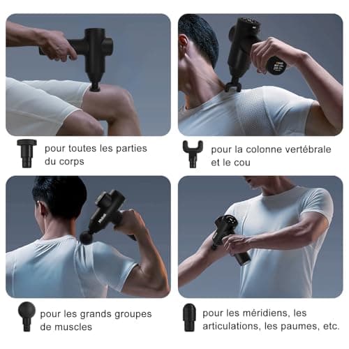 Mebak 7 Massage Gun 5-Speed Deep Tissue Massage Gun Portable Electric Massager Device Quiet Relaxing Muscles and Relieves Back and Thigh Pain - Image 7