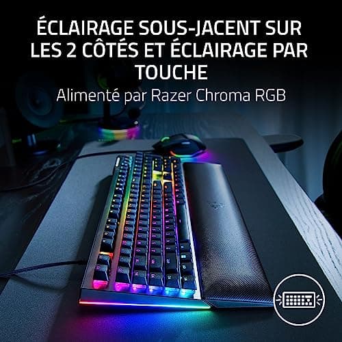 Razer BlackWidow V4 Chroma RGB Mechanical Gaming Keyboard - Snap Tap - Green Mechanical Switches (6 Dedicated Macro Keys, Double Injection ABS Keys) AZERTY Keyboard | Black - Image 4