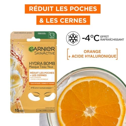 GARNIER Skin Active - Lot De 5 Masques Tissu Hydra Bomb - Visage & Yeux - Hydratation, Éclat & Nutrition - Acide Hyaluronique - Peaux Fatiguées, Ternes ou Désydratées - x5 - Image 7