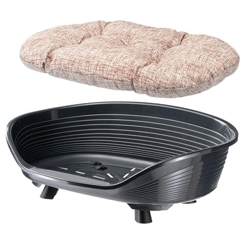 Ferplast Panier Chien avec Coussin en Coton, Lit sureleve chien, Lit pour Chien en Plastique Moyen, Plastique Recyclé, Corbeille Chien, Respirant Antidérapant, THRONE 82 x 59,5 x h 29,5 cm, Noir - Image 7