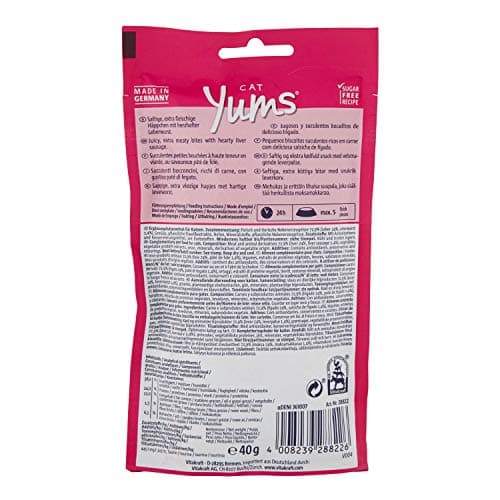 Vitakraft Cat Yums, Soft Cat Snack with Liver Pate Filling in Resealable Bag, No Sugar Added (1 x 40 g) - Image 8