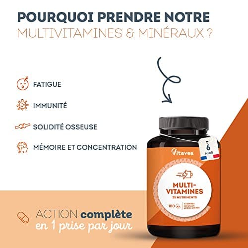 Multivitamins and Minerals | 25 Nutrients Including Vitamin A B C D E, Zinc and Iron | 180 Tablets | Immunity, Fatigue, Hair, Skin | Multivitamins for Men and Women | Made in France | Vitavea - Image 5