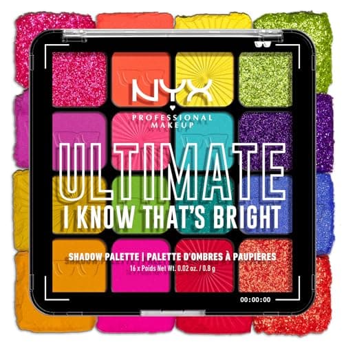 NYX Professional Makeup Palette de Fards à Paupières Ultimate Shadow, 16 couleurs, Finition Intense et Longue Durée, Formule Vegan Sans Ingrédients d'Origine Animale ou Dérivé, I Know That's Bright - Image 2