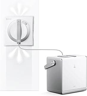 WINBOT W2S Omni Robot Window Cleaner with Station, Intelligent Edge-to-Edge Cleaning with TruEdge, Working Charge, Water Sprayer 3 Jets, 12 Level Protection