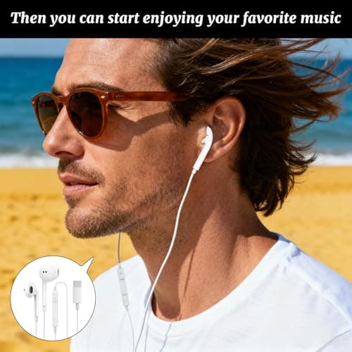 Wired Earphones for iPhone, 2 Pieces USB C Wired Earphones for Samsung Galaxy S24 S23 S22 S21 FE S20 A55 A54/for iPhone 15/for Google Pixel/Mi 11T/12/14, Audio Type C - Image 5