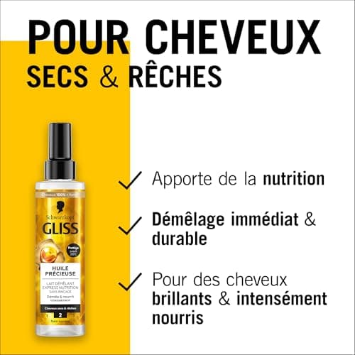 GLISS -Schwarzkopf - Express Detangling Milk - Precious Oil - Nutrition - Protects up to 230°C - Detangles & Intensely Nourishes - Dry & Ragged Hair - Normal Care - No Rinse - 200ml - Image 6
