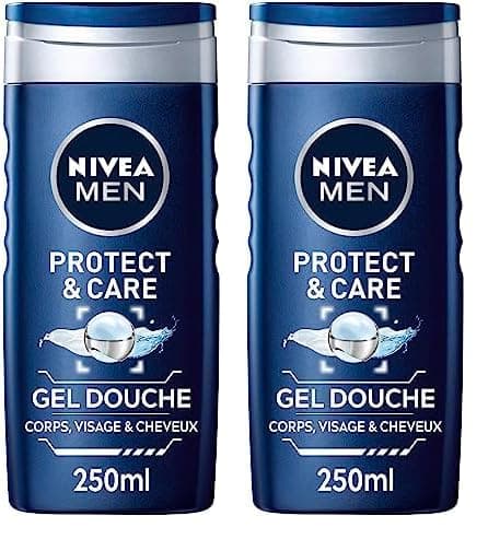 NIVEA MEN Gel douche Protect & Care (1x 250 ml), Gel douche homme 3-en-1hydratant, Soin lavant à la formule hydratante enrichie en Aloe Vera (Lot de 2) - Image 3