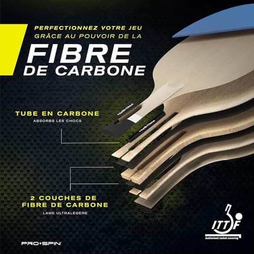 PRO-SPIN Premium Carbon Fiber Ping Pong Racket | Elite Series 7-Ply Blade, Premium Rubber, 2mm Sponge and Protective Case - Image 4