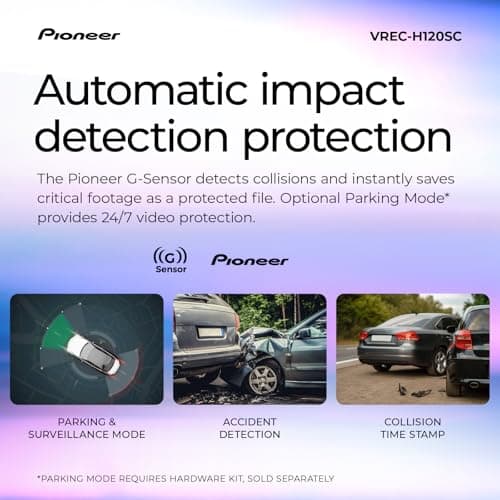 Pioneer VREC-H120SC Compact Car Dashboard Camera, 1.5K Resolution Discreet Car Camera with Impact Detection, 120 Degree Wide Angle Coverage, Built-in WiFi, Companion App, USB-C - Image 5