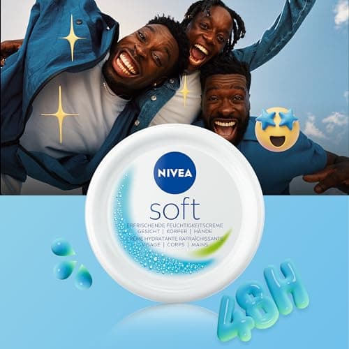 NIVEA Soft Crème de soin hydratante 3-en-1 (1 x 200 ml), Crème visage, corps et mains pour une hydratation intense, Crème hydratante multiusage - Image 4