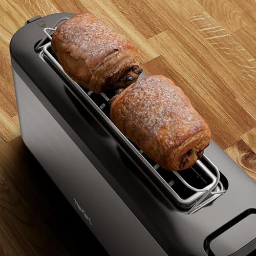 Tefal Element TL4308 Long Slotted Toaster | 7 Burnishing Levels | 1000 Watts | Integrated Roll Holder | Stylish Design | Black/Stainless Steel - Image 3