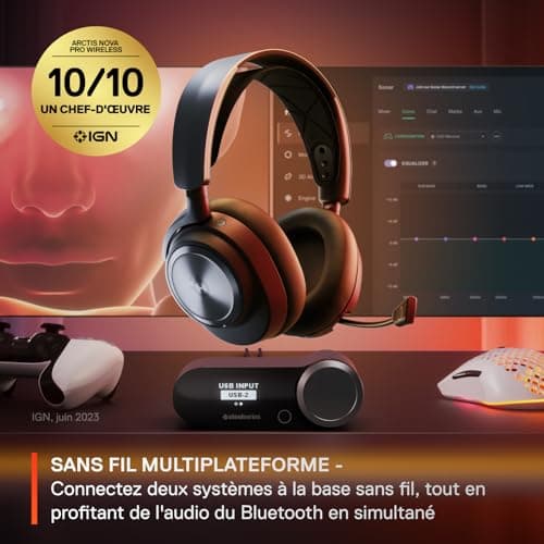 SteelSeries Arctis Nova Pro Wireless Multi-System Gaming Headset - Magnetic Neodymium Speakers - ANC - Unlimited Battery Life - ClearCast Gen 2 Mic - PC, PS5, PS4, Switch, Mobile - Image 3