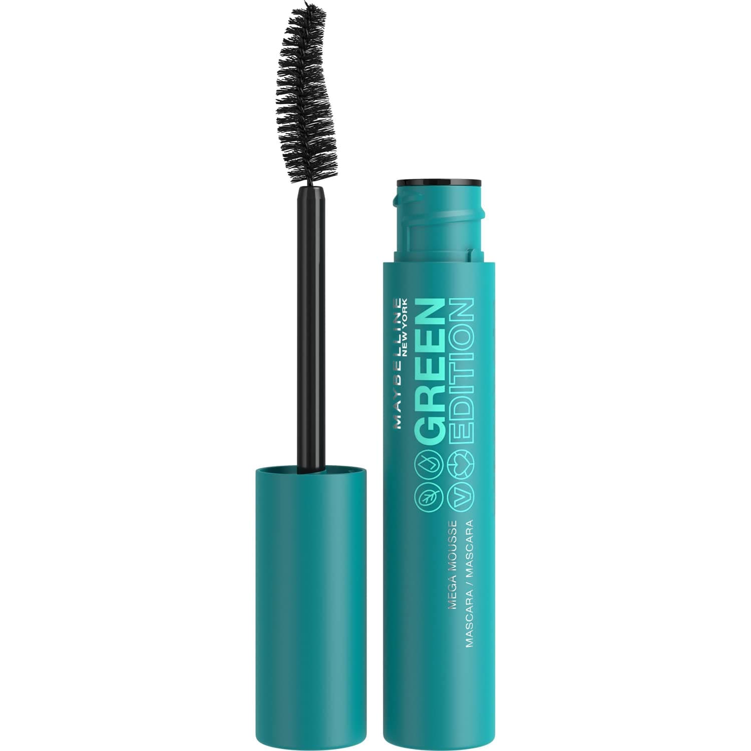 Maybelline New-York Volume Mascara - Enriched with Shea Butter - Vegetable Fibre Brush - Green Edition Mega Mousse - Very Black (02) - 10 ml - Image 1